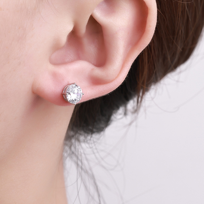 Women's 0.5/1/2/3 Carat 925 Silver Versatile Synthetic Zirconia Earrings